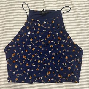 Floral/Navy blue crop top size large, from forever 21